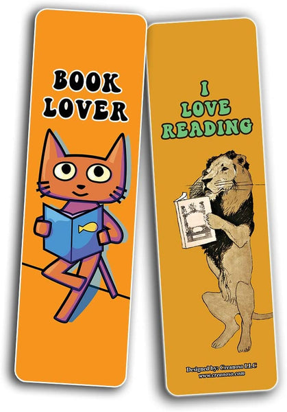 Cute Animals Reading Books Bookmarks (2-Sets X 6 Cards)