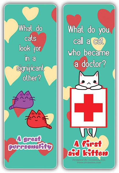 Creanoso Funny Cat Jokes Bookmarks Series 2 (60-Pack) â€“ Great Party Favors Card Set â€“ Epic Collection Set Book Page Clippers â€“ Cool Gifts for Men, Women, Teens, Bookworms â€“ DIY Kit â€“ Teacher Rewards