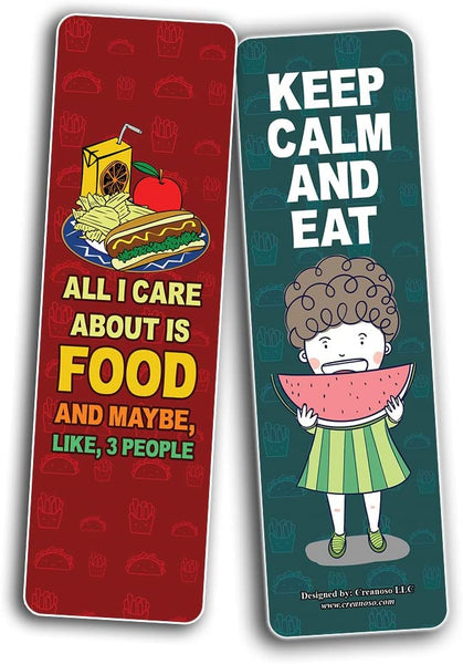 Creanoso Funny Food Saying Bookmarks (2-Sets X 6 Cards) â€“ Daily Inspirational Card Set â€“ Interesting Book Page Clippers â€“ Great Gifts for Adults and Teens