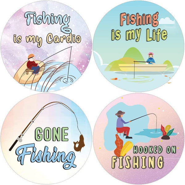 Creanoso Funny Fishing Life Quotes Stickers (5 Sets X 16 Designs) â€“ Sticker Card Giveaways for Kids â€“ Awesome Stocking Stuffers Gifts for Boys & Girls â€“ Classroom Home Rewards Enticements