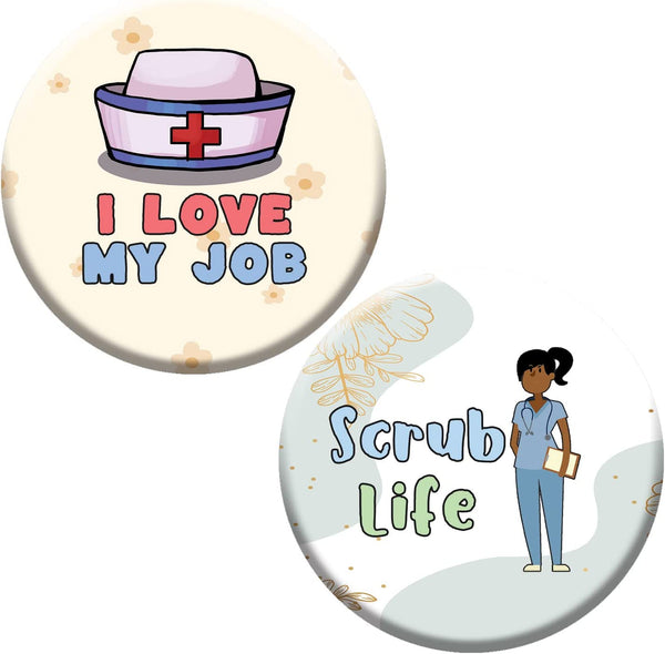 Creanoso Nurse Life Pinback Buttons (1-Set X 10 Buttons) - Stocking Stuffers Premium Quality Gift Ideas for Children, Teens, & Adults - Corporate Giveaways & Party Favors