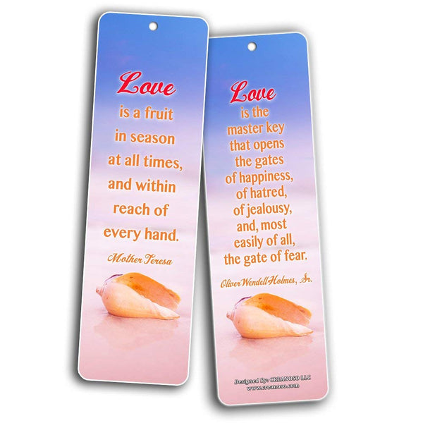 Creanoso Love Quotes Bookmarks (60-Pack) - Inspirational Sayings Cards - Best Gifts for Couples