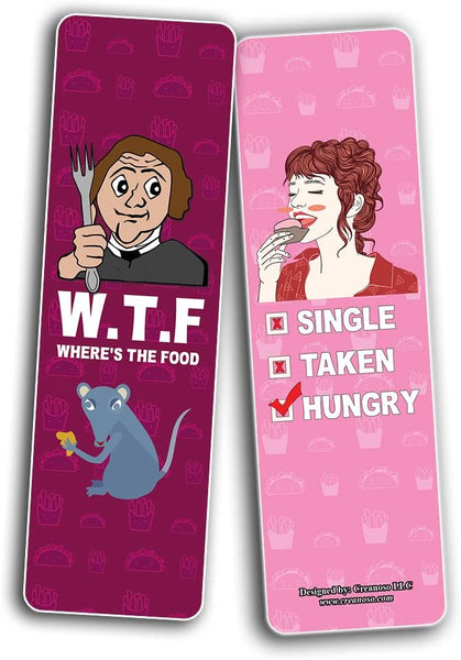 Creanoso Funny Food Saying Bookmarks (2-Sets X 6 Cards) â€“ Daily Inspirational Card Set â€“ Interesting Book Page Clippers â€“ Great Gifts for Adults and Teens