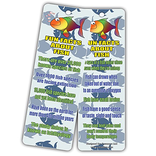 Creanoso Fun Facts about Fish Bookmarks (60-Pack) - Nature and Sea Learning Pack - Excellent Party Favors Teacher Classroom Reading Rewards and Incentive Gifts for Young Readers