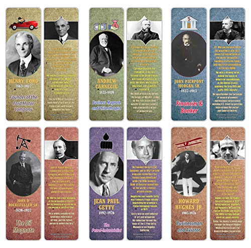 Creanoso Learning Facts Historical Famous Americans Industrialists Bookmarks (60-Pack) ÃƒÂ¢Ã¢â€šÂ¬Ã¢â‚¬Å“ Unique Teacher Stocking Stuffer Gifts for Boys, Girls, Kids, Teens, Students ÃƒÂ¢Ã¢â€šÂ¬Ã¢â‚¬Å“ Cool Fact Cards Giveaways