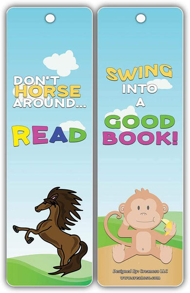 Creanoso Animal Good Reading Habit Bookmarks (60-Pack) + 5 Sheet Stickers Bundle - Reward Gifts