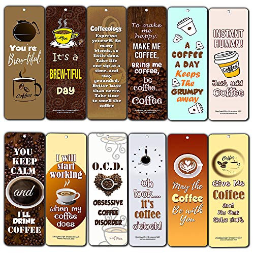 Creanoso Powerful Coffee Sayings Quotes Series II Awesome Bookmarks Gift (60-Pack) ÃƒÂ¢Ã¢â€šÂ¬Ã¢â‚¬Å“ Six Assorted Quality Bookmarks Bulk Set ÃƒÂ¢Ã¢â€šÂ¬Ã¢â‚¬Å“ Premium Gift for Baristas Coffee Drinkers Lovers Cafeteria Decal