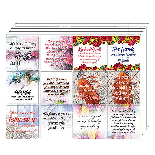 Creanoso Anne of Green Gables Inspiring Sayings Stickers (20-Sheet) â€“ Inspirational Quotes Sticker Cards Bulk Pack Set â€“ Awesome Sticky Notes Gift Ideas for Women Ladies Best Friends â€“ Wall Art Decal