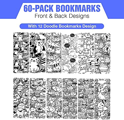 Creanoso Doodle Bookmarks (10-Sets X 6 Cards) - Premium Quality Bulk Buy Value Savers Personal Collection