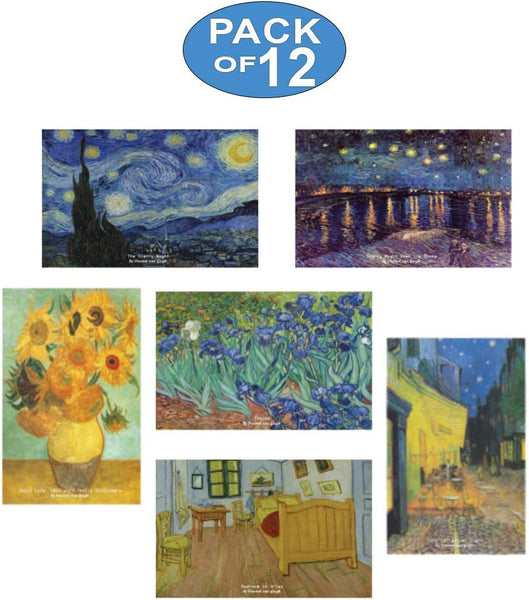 Vincent Van Gogh Starry Night Famous Paintings Postcards ((12-Pack))