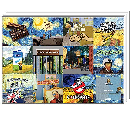 Creanoso Obsessed with Van Gogh Stickers Series 1 (10-Sheet) â€“ Total 120 pcs (10 X 12pcs) Individual Small Size 2.1 x 2. Inches , Waterproof, Unique Personalized Themes Designs, Any Flat Surface DIY Decoration Art Decal for Boys & Girls, Children, Teens