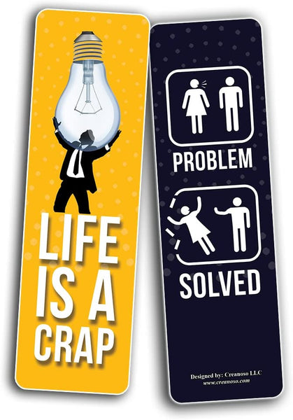 Creanoso Funny Problems in Life Bookmarks (10-Sets X 6 Cards) â€“ Daily Inspirational Card Set â€“ Interesting Book Page Clippers â€“ Great Gifts for Adults and Teens