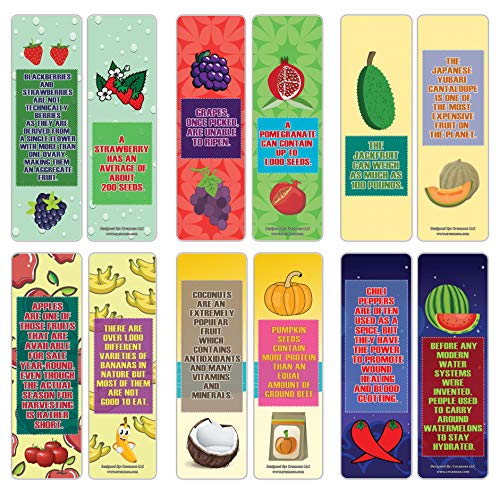 Creanoso Educational Learning About Fruits Facts Bookmarks (60-Pack) ÃƒÂ¢Ã¢â€šÂ¬Ã¢â‚¬Å“ Six Assorted Bulk Pack Book Page Clippers ÃƒÂ¢Ã¢â€šÂ¬Ã¢â‚¬Å“ Great Stocking Stuffers Gifts for Children ÃƒÂ¢Ã¢â€šÂ¬Ã¢â‚¬Å“ Great Teaching Tool for Classrooms
