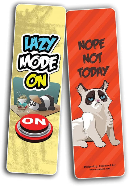 Creanoso Funny Lazy Bookmarks (12-Pack) - Stocking Stuffers Incentive Gift Ideas for Teens and Adults