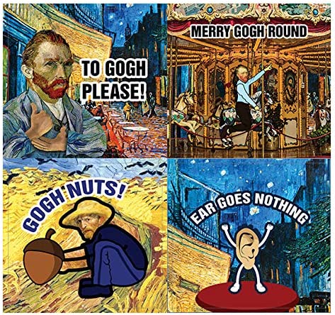 Funny Stickers - Obsessed with Van Gogh Stickers Series 5 (5-Set) - Total 60 pcs (5 X 12pcs) Individual Small Size 2.1" x 2", Unique Themes Designs, Flat Surface DIY Art Decal for Children