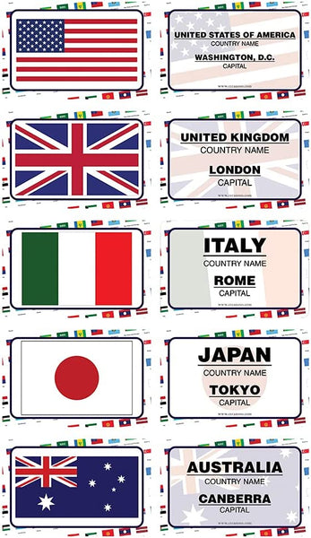 Country Flags and Their Capital Learning Cards (4 Deck)