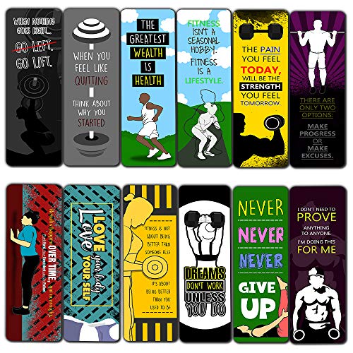 Creanoso Inspirational Sayings Fitness Bookmarks (60-Pack) ÃƒÂ¢Ã¢â€šÂ¬Ã¢â‚¬Å“ Stocking Stuffers Gift for Body Builders, Fitness Athletes, Men, Women ÃƒÂ¢Ã¢â€šÂ¬Ã¢â‚¬Å“ Cool Sports Athletic Giveaways Collection Set ÃƒÂ¢Ã¢â€šÂ¬Ã¢â‚¬Å“ Page Clippers