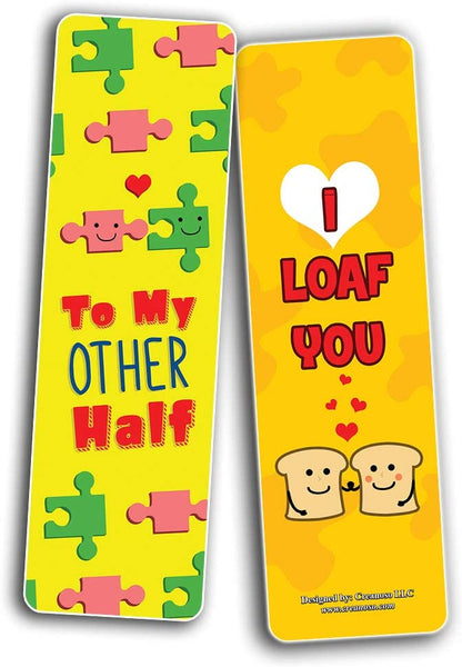 Funny Puns for Couples Bookmarks (30-Pack) - Classroom Reward Incentives for Students and Children - Stocking Stuffers Party Favors & Giveaways for Teens & Adults