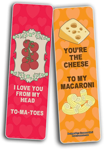Creanoso Funny I love you couple puns for him and her Bookmarks (5-Sets X 6 Cards) â€“ Daily Inspirational Card Set â€“ Interesting Book Page Clippers â€“ Great Gifts for Adults and Teens