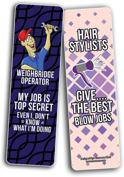 Creanoso Funny Profession Job Bookmarks (5-Sets X 6 Cards) â€“ Daily Inspirational Card Set â€“ Interesting Book Page Clippers â€“ Great Gifts for Adults and Teens