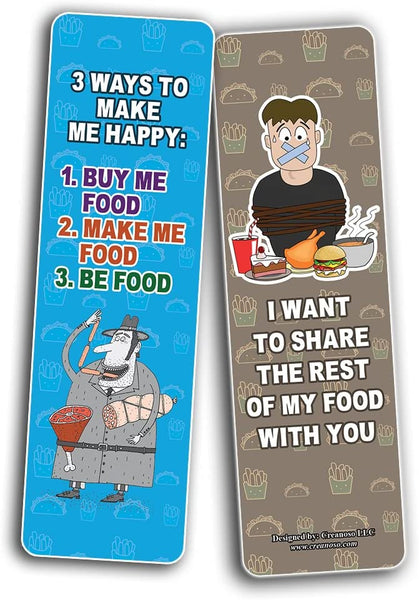 Creanoso Funny Food Saying Bookmarks (10-Sets X 6 Cards) â€“ Daily Inspirational Card Set â€“ Interesting Book Page Clippers â€“ Great Gifts for Adults and Teens