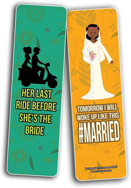 Creanoso Funny Bridal Shower Bookmarks (2-Sets X 6 Cards) â€“ Daily Inspirational Card Set â€“ Interesting Book Page Clippers â€“ Great Gifts for Adults and Teens