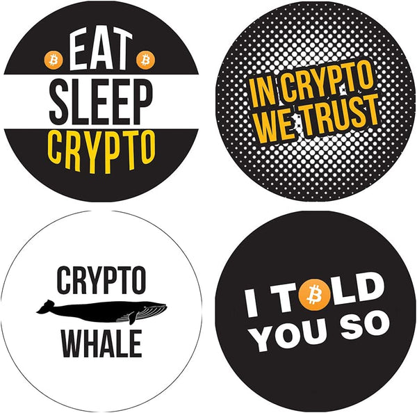 Funny Cryptocurrency Stickers (10 Sets X 16 Designs)