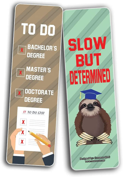 Creanoso Funny Master Degree Graduation Bookmarks (2-Sets X 6 Cards) â€“ Daily Inspirational Card Set â€“ Interesting Book Page Clippers â€“ Great Gifts for Kids and Teens