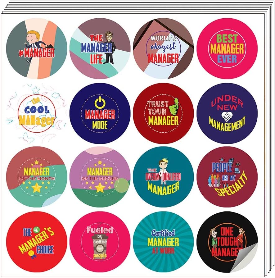Creanoso I am a Manager Stickers (20 Sets X 16 Designs)â€“ Sticker Card Giveaways for Kids â€“ Awesome Stocking Stuffers Gifts for Boys & Girls â€“ Classroom Home Rewards Enticements