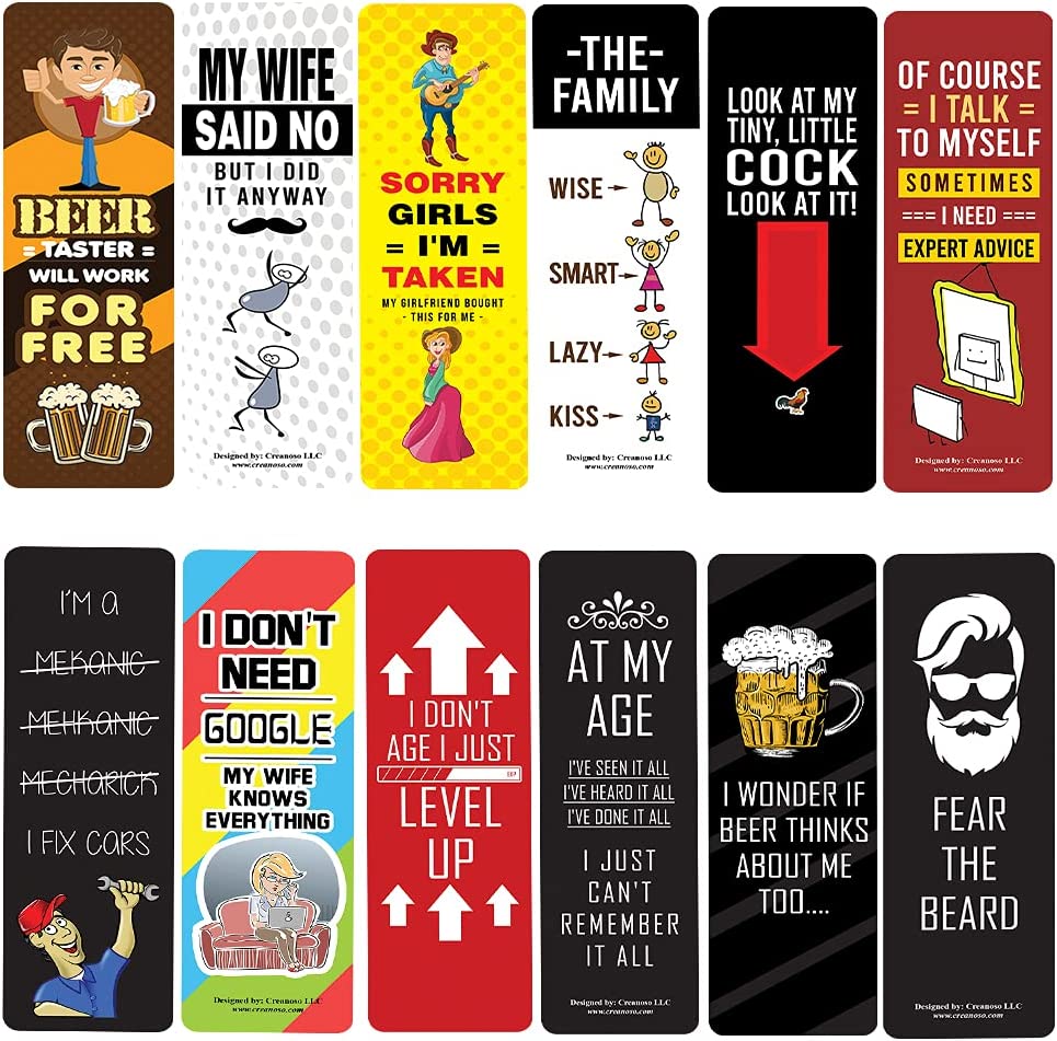 Creanoso Funny bookmarks for Men (30-Pack) - Party Favors & Corporate Giveaway Incentives Gift Pack