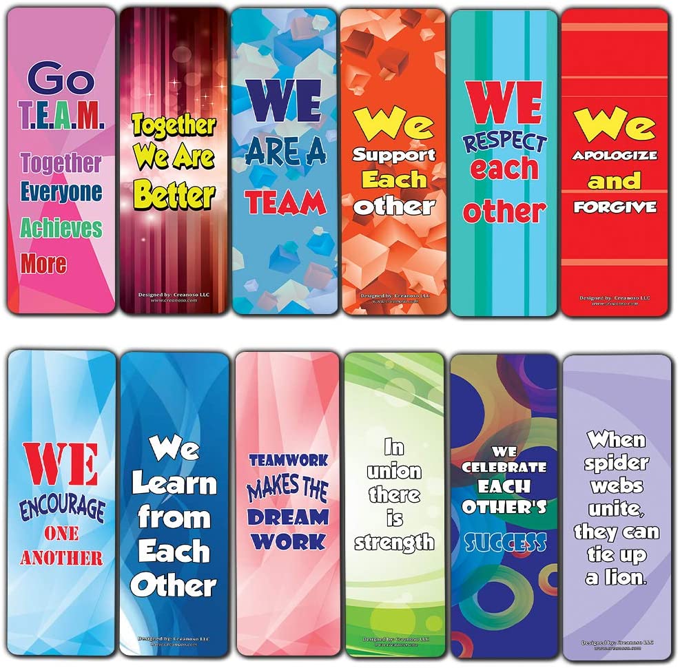 Creanoso Team Building Bookmark Cards (60-Pack) ÃƒÂ¢Ã¢â€šÂ¬Ã¢â‚¬Å“ Premium Gift Set ÃƒÂ¢Ã¢â€šÂ¬Ã¢â‚¬Å“ Awesome Bookmarks for Boys, Girls, Children ÃƒÂ¢Ã¢â€šÂ¬Ã¢â‚¬Å“ Six Bulk Assorted Bookmarks Designs ÃƒÂ¢Ã¢â€šÂ¬Ã¢â‚¬Å“ School Incentives ÃƒÂ¢Ã¢â€šÂ¬Ã¢â‚¬