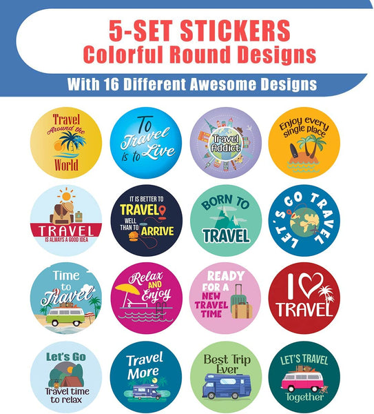 Creanoso Travel Goals Sticker (5 Sets X 16 Designs) â€“ Sticker Card Giveaways for Kids â€“ Awesome Stocking Stuffers Gifts for Boys & Girls â€“ Classroom Home Rewards Enticements