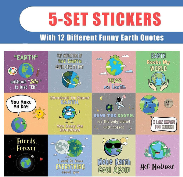 Funny Earth Quotes Stickers (5 Sets X 12 Designs)