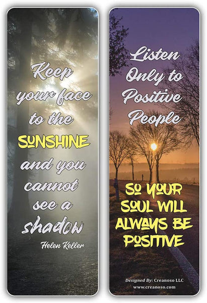 Creanoso Stay Positive Quotes Sun Bookmarks (60-Pack) Ã¢â‚¬â€œ Great Party Favors Card Set Ã¢â‚¬â€œ Epic Collection Set Book Page Clippers Ã¢â‚¬â€œ Cool Gifts for Men, Women, Teens, Bookworms Ã¢â‚¬â€œ DIY Kit Ã¢â‚¬â€œ Teacher Rewards