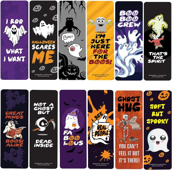Creanoso Funny Ghost Bookmarks (12-Pack) - Stocking Stuffers Incentive Gift Ideas for Ghost Lovers