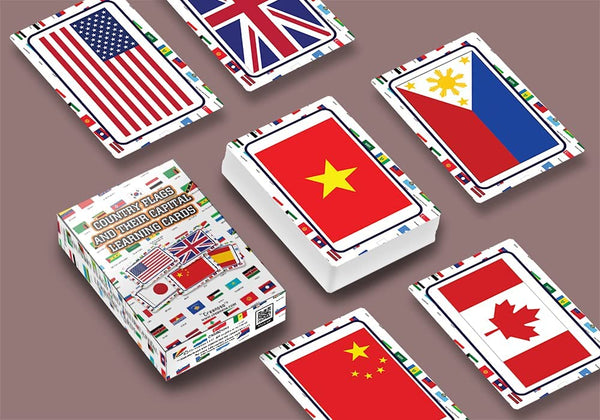 Country Flags and Their Capital Learning Cards (4 Deck)