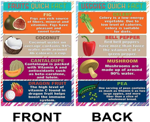Creanoso Educational Fruits and Vegetables Learning Posters for Kids (6-Pack) - Home Schooling Tool