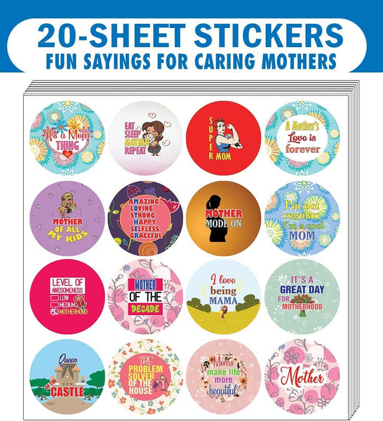 Creanoso I Am A Caring Mother Stickers (20 Sets X 16 Designs) â€“ Sticker Card Giveaways for Mothers â€“ Awesome Stocking Stuffers Gifts for Mothers and Expectant Mothers