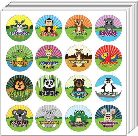 Kids French Reward Stickers Variety Pack (15-Sheet)