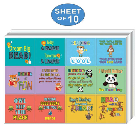 Creanoso Cute Animals Reading Stickers - 10 Sheets Ã¢â‚¬â€œ Fun Sticker Notes for Productive Reading