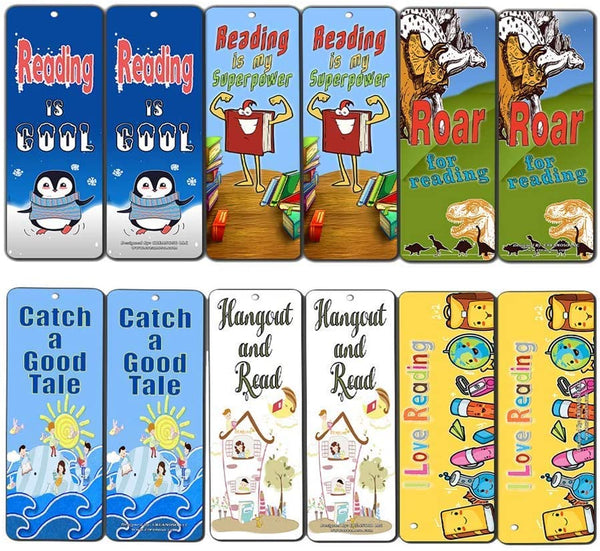 Creanoso Kids Reading Bookmarks Cards (12-Pack) - Excellent Reading Rewards and Incentive for Young Readers Kids Boys and Girls - Stocking Stuffers