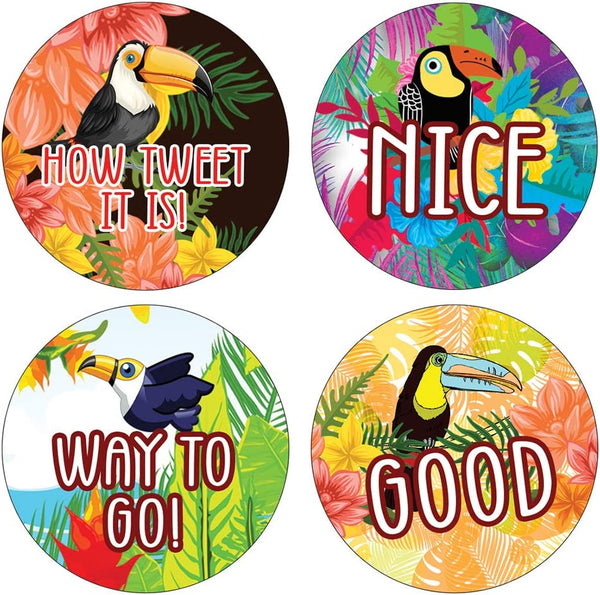 Toucan Motivational Sticker (Round Sticker) (Sheet of 10) - Classroom Reward Incentives for Students and Children - Stocking Stuffers Party Favors & Giveaways for Teens & Adults