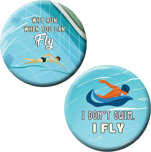Creanoso Swimming Pin buttons (1 X 10 Designs) - Stocking Stuffers Premium Quality Gift Ideas for Children, Teens, & Adults - Corporate Giveaways & Party Favors