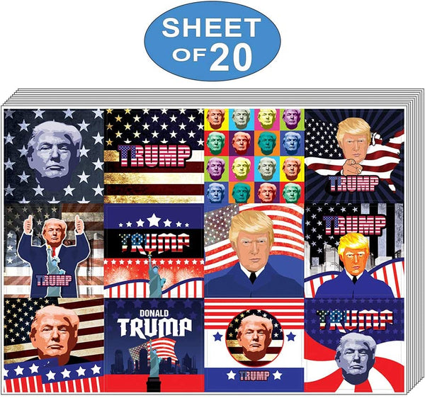 Creanoso Trump President Collectors Stickers (20-Sheet) ÃƒÂ¢Ã¢â€šÂ¬Ã¢â‚¬Å“ Amazing Presidential Stickers Collection Note Cards ÃƒÂ¢Ã¢â€šÂ¬Ã¢â‚¬Å“ Wall Art Decal DÃƒÆ’Ã‚Â©cor ÃƒÂ¢Ã¢â€šÂ¬Ã¢â‚¬Å“ Awesome Surface Stickers Set ÃƒÂ¢Ã¢â€šÂ¬Ã¢â‚¬Å“ Fun American G