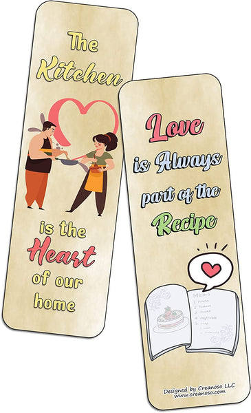Creanoso Kitchen Quotes and Sayings Bookmarks (10-Sets X 6 Cards) â€“ Daily Inspirational Card Set â€“ Interesting Book Page Clippers â€“ Great Gifts for Adults and Teens