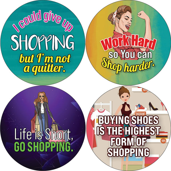 Funny Shopaholic Quotes Stickers (5 Sets X 16 Designs)