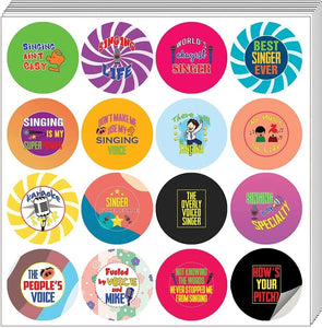 Creanoso I am a Singer Stickers (10 Sets X 16 Designs) â€“ Sticker Card Giveaways for Kids â€“ Awesome Stocking Stuffers Gifts for Boys & Girls â€“ Classroom Home Rewards Enticements