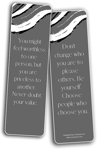 Creanoso You are Valuable Bookmarks (2-Sets X 6 Cards) â€“ Daily Inspirational Card Set â€“ Interesting Book Page Clippers â€“ Great Gifts for Adults and Teens