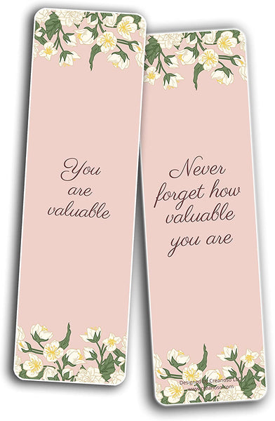 Creanoso You are Valuable Bookmarks (2-Sets X 6 Cards) â€“ Daily Inspirational Card Set â€“ Interesting Book Page Clippers â€“ Great Gifts for Adults and Teens