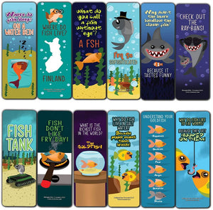 Funny Fish Puns Laughter Bookmarks (30-Pack) - Premium Quality Gift Ideas for Children, Teens, & Adults for All Occasions - Stocking Stuffers Party Favor & Giveaways